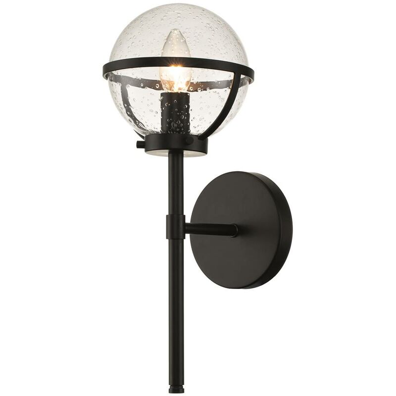 Image of Lampada da bagno Hollis E14 40W IP44 Acciaio, vetro trasparente Black l: 19 cm b: 15,6 cm Ø15,6 cm Dimmabile