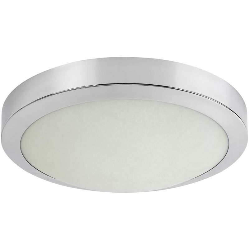 Image of Lampada da bagno Klementine Metal Chrome Glass White E27 2 x Max.40W IP44 h: 9,5 cm Ø30 cm Dimmabile