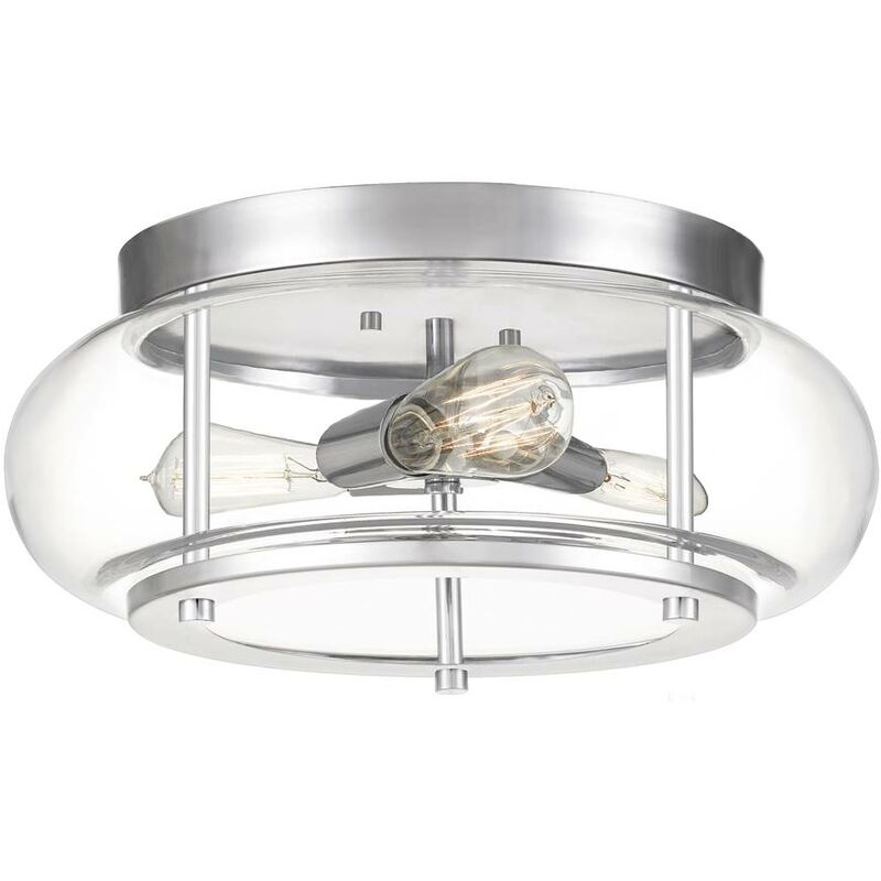 Image of Lampada da bagno Trilogia E27 40W IP44 Acciaio, vetro trasparente Cromo lucido l: 40,6 cm b: 40,6 cm Ø40,6 cm Dimmabile