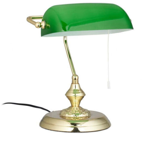 Lampada da banchiere con paralume in vetro verde