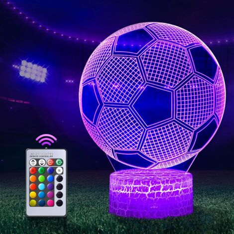 Lampada da calcio 3D Luce notturna a LED con telecomando, 7 colori selezionabili Interruttore tattile dimmerabile Lampada notturna USB Regalo di compleanno, Regali di buon Natale per ragazze, uomini
