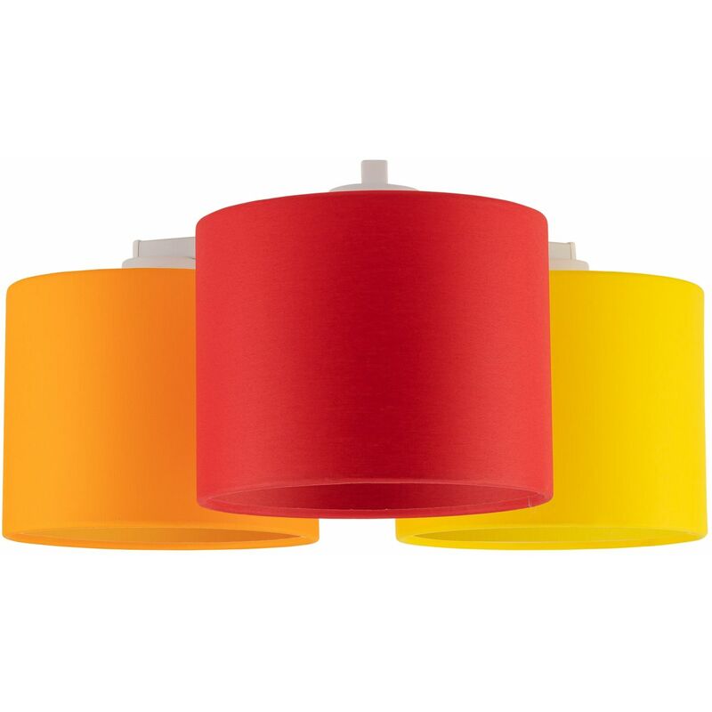 Image of Licht-erlebnisse - Lampada da camera per bambini in tessuto colorato rosso arancio giallo E27 soffitto - Bianco, Rosso, Arancione, Giallo