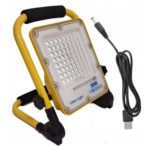 Lampada da cantiere portatile a LED alogena 50W 230V + cavo USB a batteria
