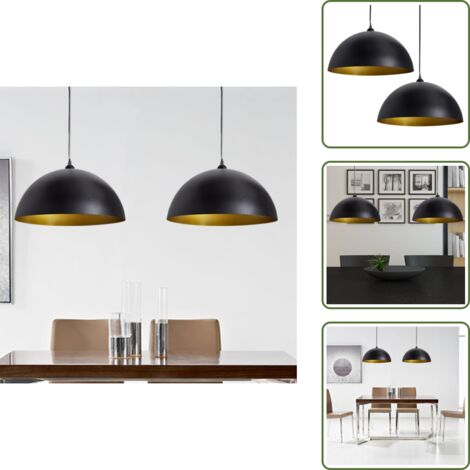 Lampada da casa - vidaXL Lampada a Sospensione 2 pz Altezza Regolabile Semisferica Nera - Lampada da ufficio