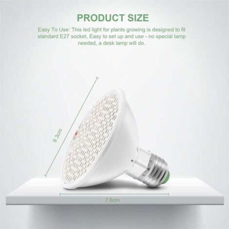 Lampada da coltivazione a LED E27, spettro completo, 200 LED, serra da interno, giardino, piante grasse, fiori