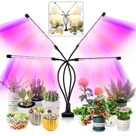 Lampada da coltivazione per piante da interno - Versione aggiornata con 80 luci a LED per la coltivazione con spettro completo e spettro rosso-blu, timer 3/9/12 ore, 10 livelli dimmerabili, collo di c