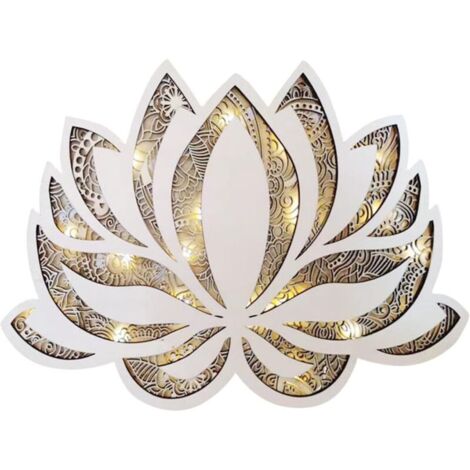Lampada da comodino a LED, lampada da parete notturna a forma di mandala di loto in acrilico piatto, luce d'ambiente decorativa per soggiorno, ufficio e camera da letto, illuminazione morbida e calda