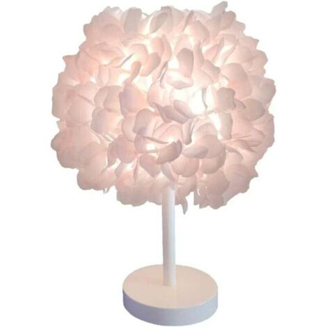 Lampada da comodino con fiore di seta e rosa, paralume moderno ed elegante, lampada da tavolo con piume, paralume per soggiorno, camera da letto, arredamento per la casa, decorazioni per matrimoni
