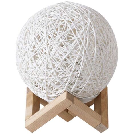 Lampada da comodino con luce notturna a LED, in legno di rattan, luce d'atmosfera, ricaricabile tramite USB. La lampada da tavolo per camera da letto utilizza una sorgente luminosa a LED, la luce è mo