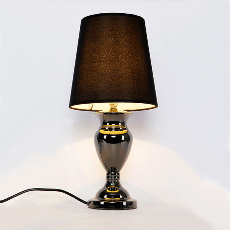 Lampada da Comodino con Paralume a Tronco di Cono Alto - Nero lux.pro
