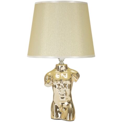 Lampada da Comodino Glam Man 25x42,5x25 cm in Ceramica Oro