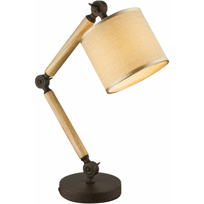 Image of Etc-shop - Lampada da comodino lampada da lettura in tessuto lampada snodata lampada da tavolo in legno casa di campagna mobile, telecomando