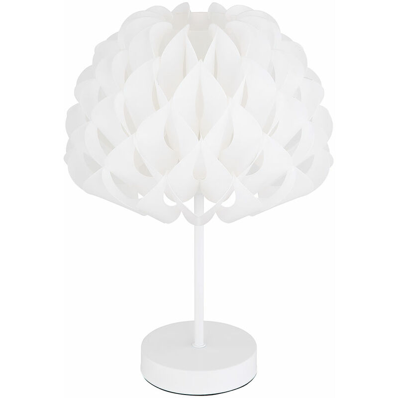 Image of Lampada da comodino lampada da tavolo lampada da tavolo bianca camera da letto, lampada da lettura fogli decorativi, moderna, metallo, 1x attacco