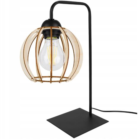 LAMPADA DA COMODINO, LAMPADA IN LEGNO, LED A SFERA