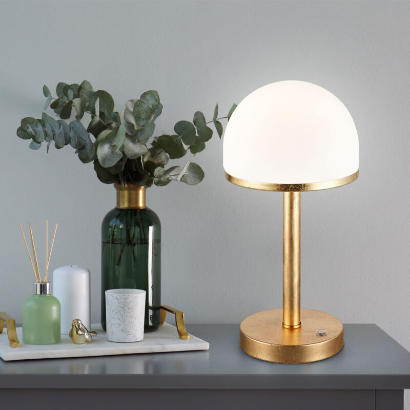 Image of Lampada da comodino led touch dimmer lampada da tavolo oro camera da letto lampada da lettura soggiorno, metallo vetro bianco, 4,5W 450lm bianco