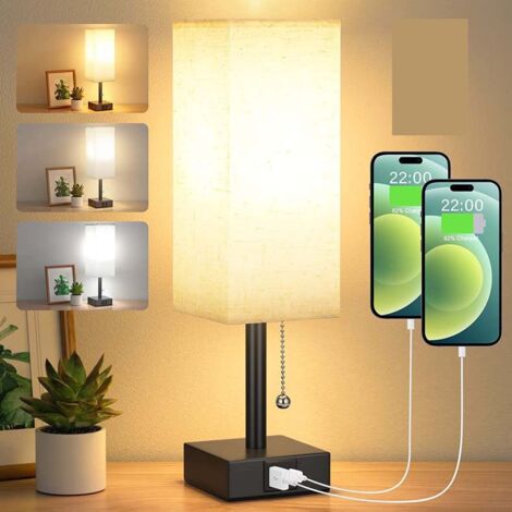 Lampada Da Comodino Dimmerabile A 3 Colori - Luce Notturna LED Moderna In Alluminio, Con Porta USB, Per Camera, Ufficio, Soggiorno