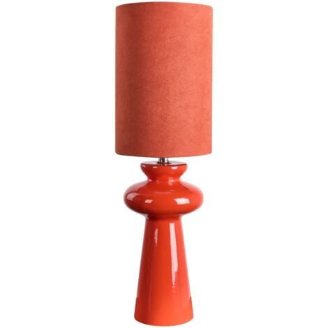 Lampada da comodino moderna con paralume in tessuto finto scamosciato rosso Oteros