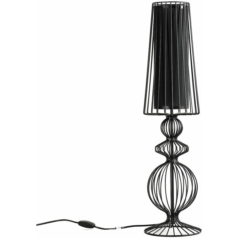 Image of Lampada da comodino in stile moderno di color nero Lampada da tavolo dal design sofisticato per salotto, camera da letto - Nero