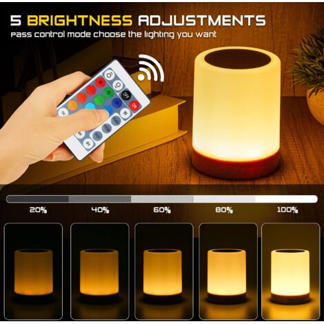 Lampada da comodino multicolore con 13 colori, luce notturna per bambini ricaricabile tramite USB, touch e telecomando, luminosità regolabile, lampada notturna dimmerabile RGB per camera da letto, bam