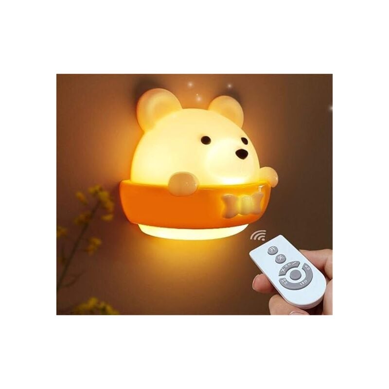 Image of Fortuneville - Lampada da comodino per bambini Lampada da parete a led Luce notturna con telecomando Luce notturna portatile Adatto per baby room,