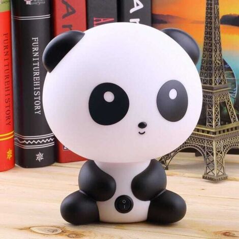 Lampada da comodino per bambini, LED, decorazione da tavolo, standard UE, plastica, bianca, Panda Kongfu