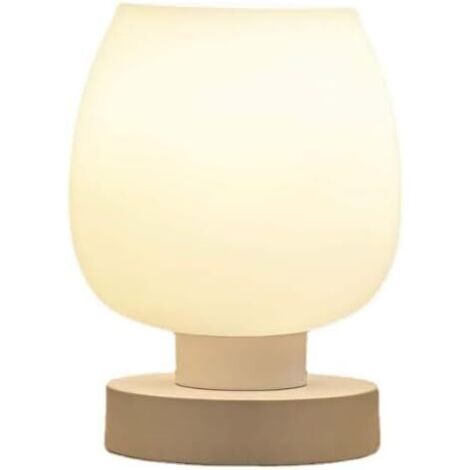 Lampada da comodino - Piccola lampada touch, dimmer a 3 vie, paralume in vetro opalino bianco, lampadina LED calda inclusa [classe energetica A]