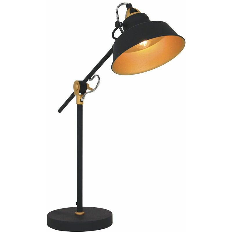 Image of Lampada da comodino retro scrittura oro nero illuminazione soggiorno camera da letto lampada da lettura orientabile