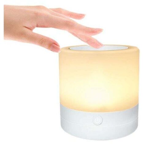 LABLANC Lampada da comodino touch, lampada da tavolo con luce notturna a LED con 7 colori regolabili e mutevoli e 6 intensità di luce, lampada a LED ricaricabile con funzione di memoria per soggiorno, camera