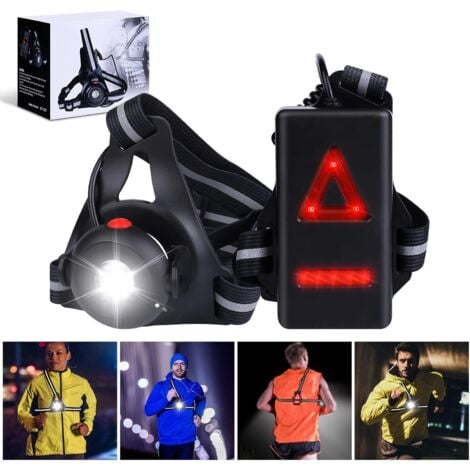 AIPERQ Lampada da corsa - Lampada da corsa ricaricabile tramite USB, 500 lumen, Lampada da torace impermeabile IPX6, 3 modalità e angolo regolabile di 90°, Lampada da torace da corsa a LED per jogging, campe