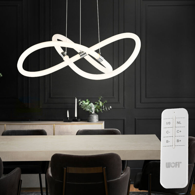 Image of Lampada da cucina a sospensione Lampada a sospensione a led Lampada a sospensione dimmerabile telecomando, funzione memoria, metallo cromato, 1x led