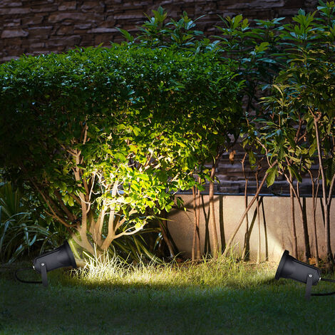 Lampada da esterno a innesto Lampada da esterno orientabile a picchetto da giardino Lampada a innesto da esterno terrazza, alluminio vetro nero, 1x GU10, PxH 9,5x33,5 cm, set di 2