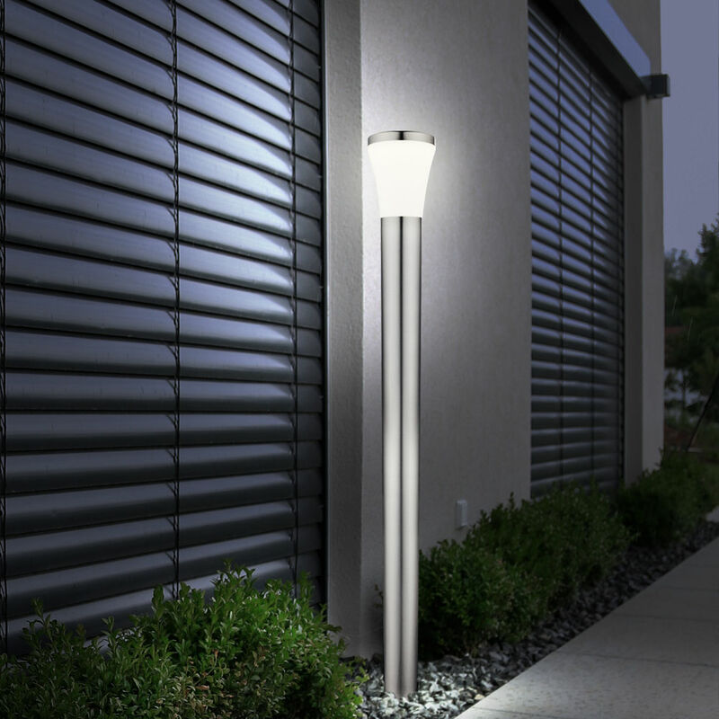 Image of Lampada da esterno acciaio inox plastica opale con luce giardino da esterno acciaio inox, IP44, 1x led 10.5W 610lm 3000K, DxH 12 x 110 cm