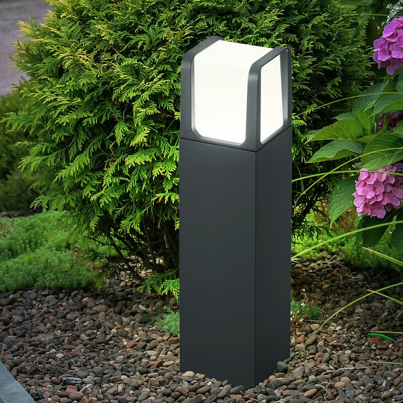 Image of Lampada da esterno antracite lampada a piedistallo moderna, segnapasso da giardino a led IP54, alluminio, 1x led 6W 650lm 3000K, LxLxA 10x10x40 cm