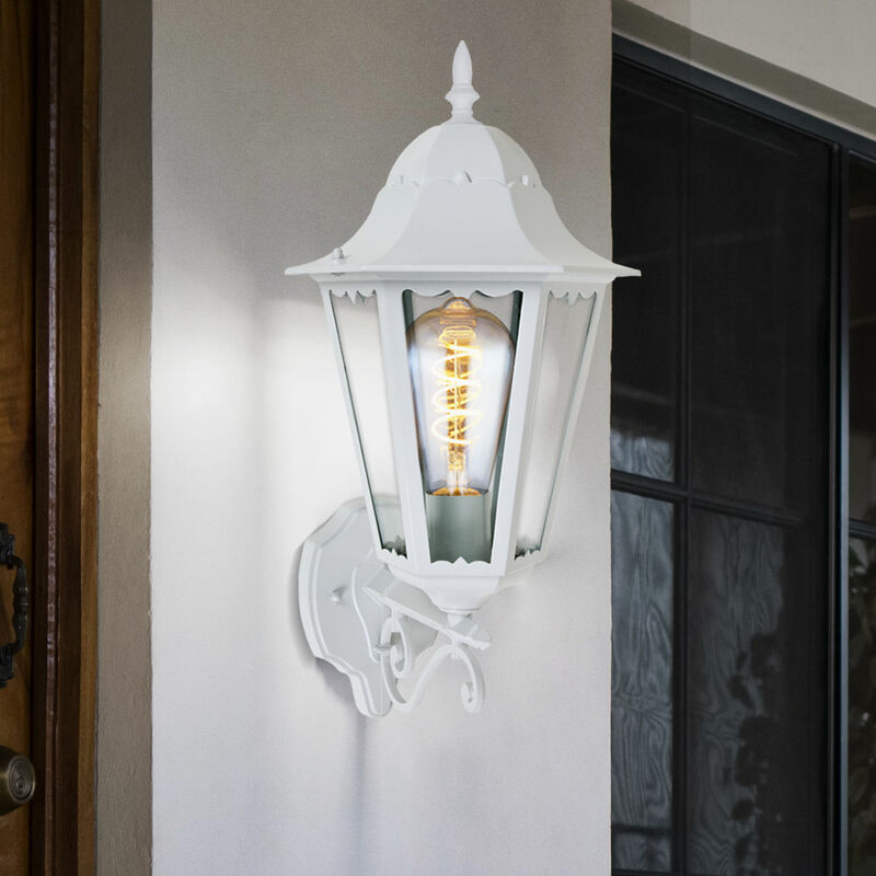 Image of Etc-shop - Lampada da esterno applique da parete esterno E27 lampada da esterno lanterna lanterna bianca, alluminio pressofuso, 1x E27, LxH 28,5x53 cm