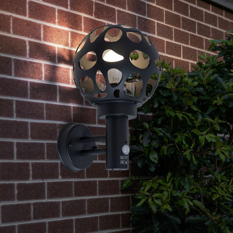 Image of Lampada da esterno con rilevatore di movimento, antracite Lampada da parete con rilevatore di movimento, esterno Sfera esterna Applique da parete,