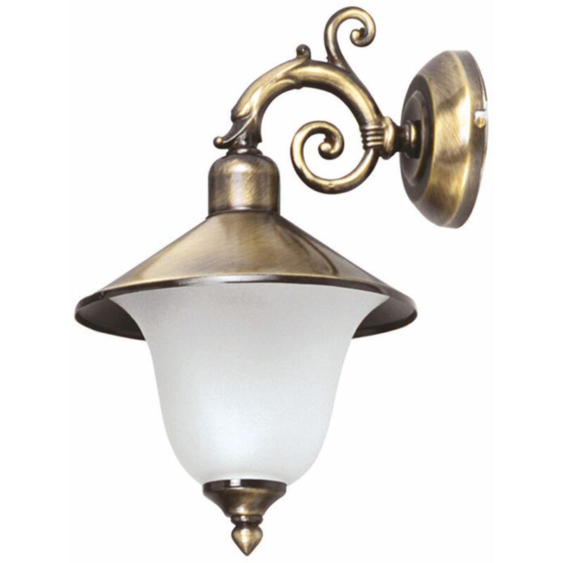 Image of Lampada da esterno in ottone massiccio dal design rustico E14 illuminazione per giardino terrazzo - Ottone anticato, Bianco