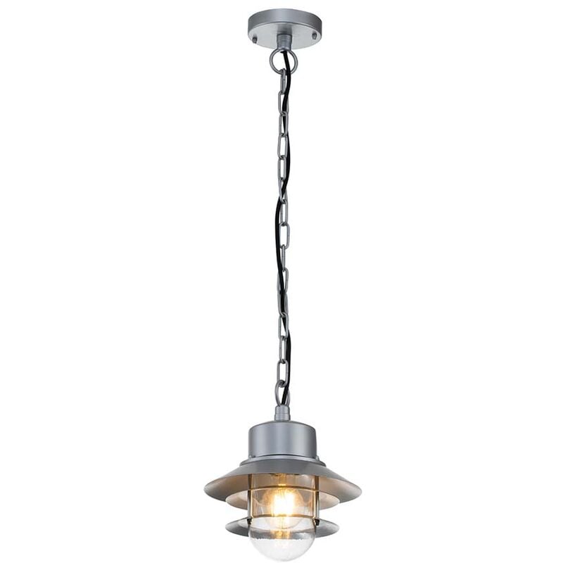 Image of Lampada da esterno lampada a sospensione lampada a sospensione vetro trasparente acciaio inossidabile argento E27 IP44