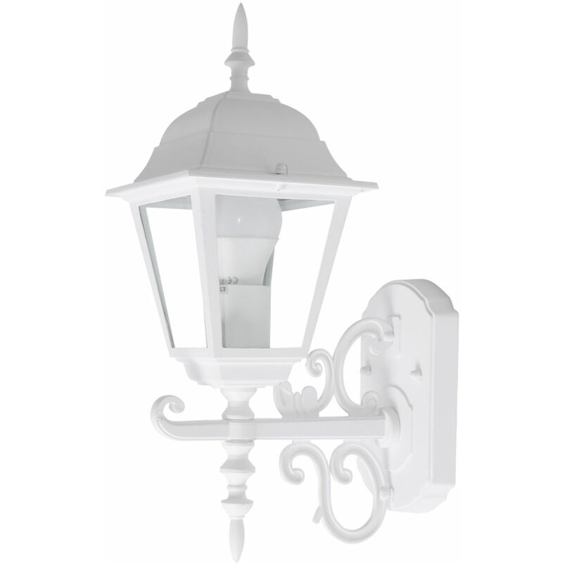 Image of Lampada da esterno lampada da esterno lampada da parete lanterna lampada da ingresso da giardino alluminio, vetro bianco, IP44, 1x attacco E27, AxLxP