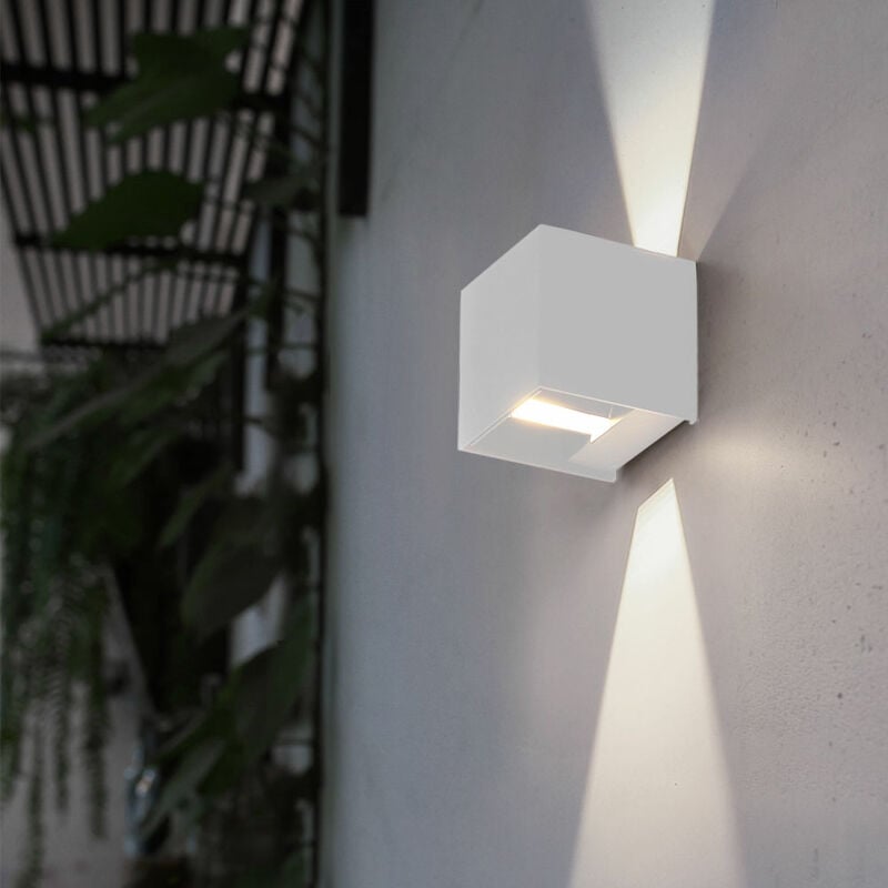 Image of Lampada da esterno lampada da parete applique led up & down applique per casa, alluminio pressofuso bianco, 3W 290lm 3000K bianco caldo, h 10 cm
