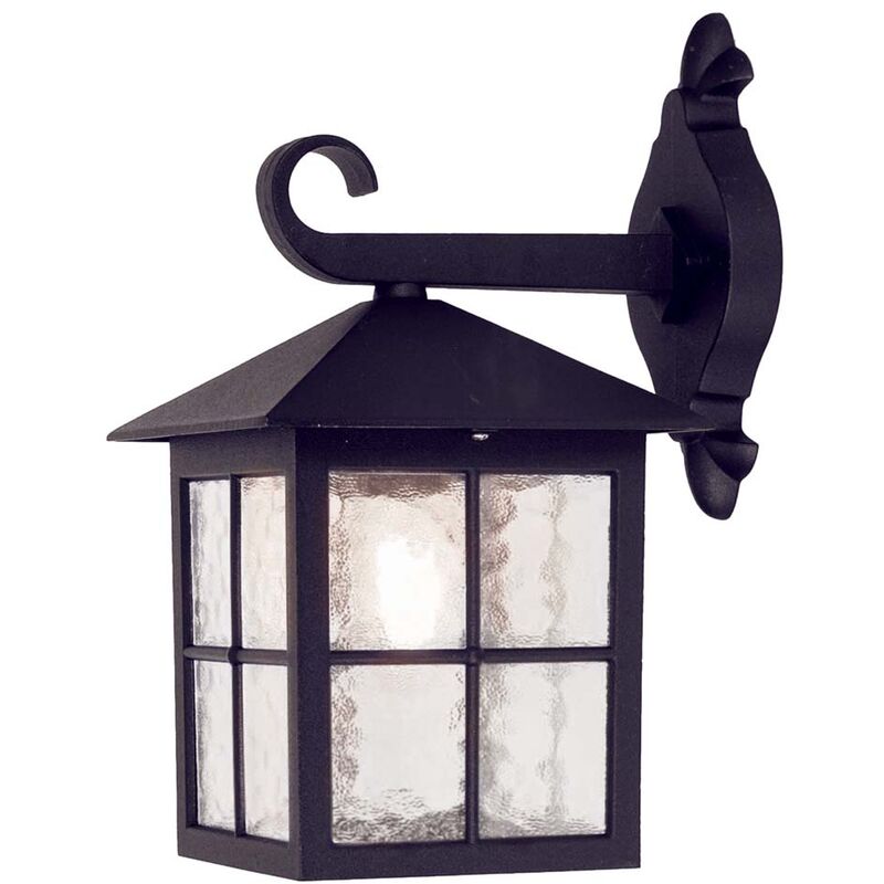Image of Lampada da esterno lampada da parete in alluminio pressofuso vetro h 33,5 cm lampada da giardino nero 1 fiamma