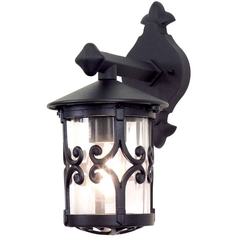 Image of Lampada da esterno lampada da parete lanterna alu vetro pressofuso h 31 cm lampada da balcone nera
