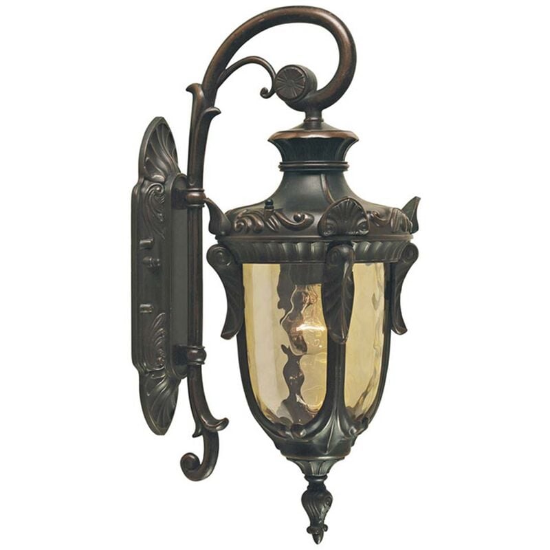 Image of Lampada da esterno lampada da parete lanterna antica giù lampada h 43 cm metallo bronzo vetro