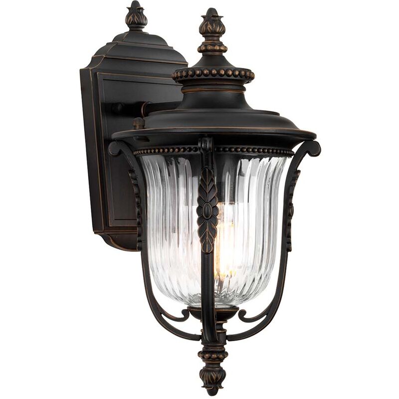 Image of Lampada da esterno lampada da parete lanterna bronzo acciaio satinato vetro h 33,7 cm IP44 1x E27
