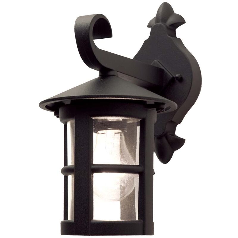 Image of Lampada da esterno lampada da parete lanterna h 29,4 cm lampada da giardino in vetro alluminio pressofuso nero