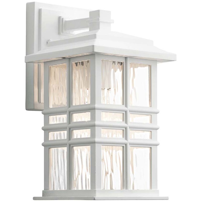 Image of Lampada da esterno lampada da parete lanterna in vetro bianco h 30,2 cm IP44 Lampada da cortile a 1 fiamma