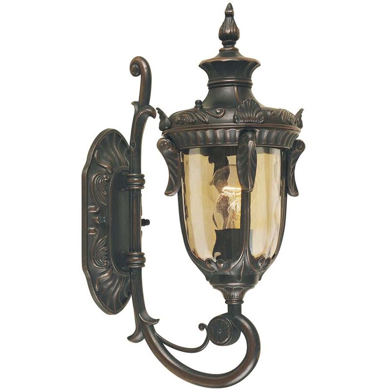 Image of Lampada da esterno lampada da parete lanterna metallo vetro bronzo h 43 cm antico IP44 lampada da giardino