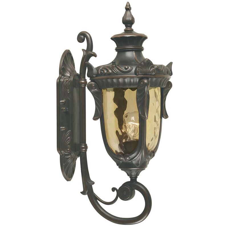 Image of Etc-shop - Lampada da esterno lampada da parete lanterna metallo vetro bronzo h 52,5 cm Lampada da giardino antica
