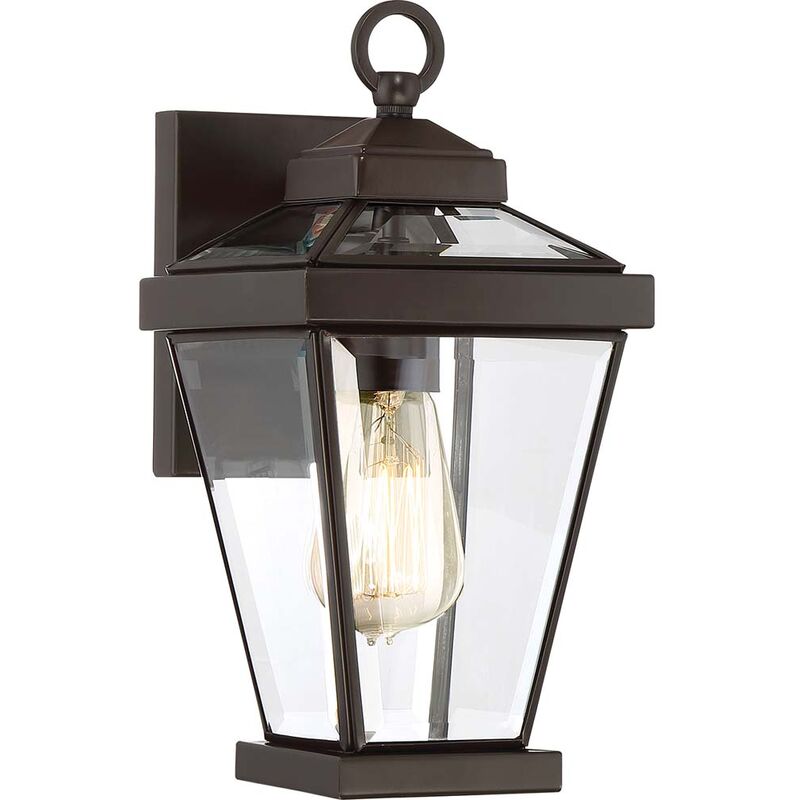 Image of Lampada da esterno lampada da parete lanterna ottone vetro h 31,8 cm acciaio vetro bronzo IP44