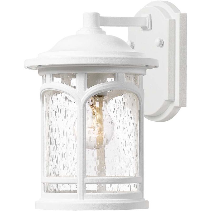 Image of Lampada da esterno lampada da parete lanterna vetro h 26,3 cm bianco 1 fiamma IP44 lampada da giardino