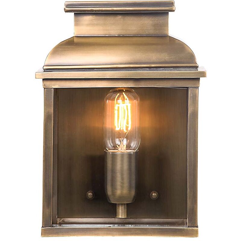 Image of Lampada da esterno lanterna applique da parete ottone vetro 21 fiamme h 28 cm IP44 anticato